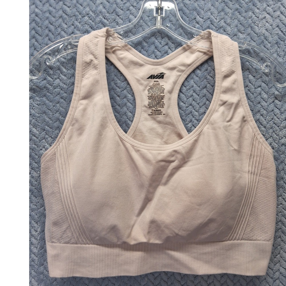 Avia Womens Seamless Racerback Sports Bra Tan XXXL Yoga Gym